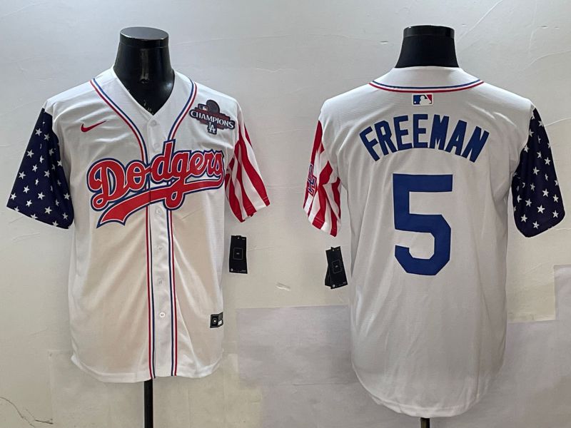 Men Los Angeles Dodgers #5 Freeman White a generation of national flags Joint name 2025 Nike MLB Jersey style 4->los angeles dodgers->MLB Jersey